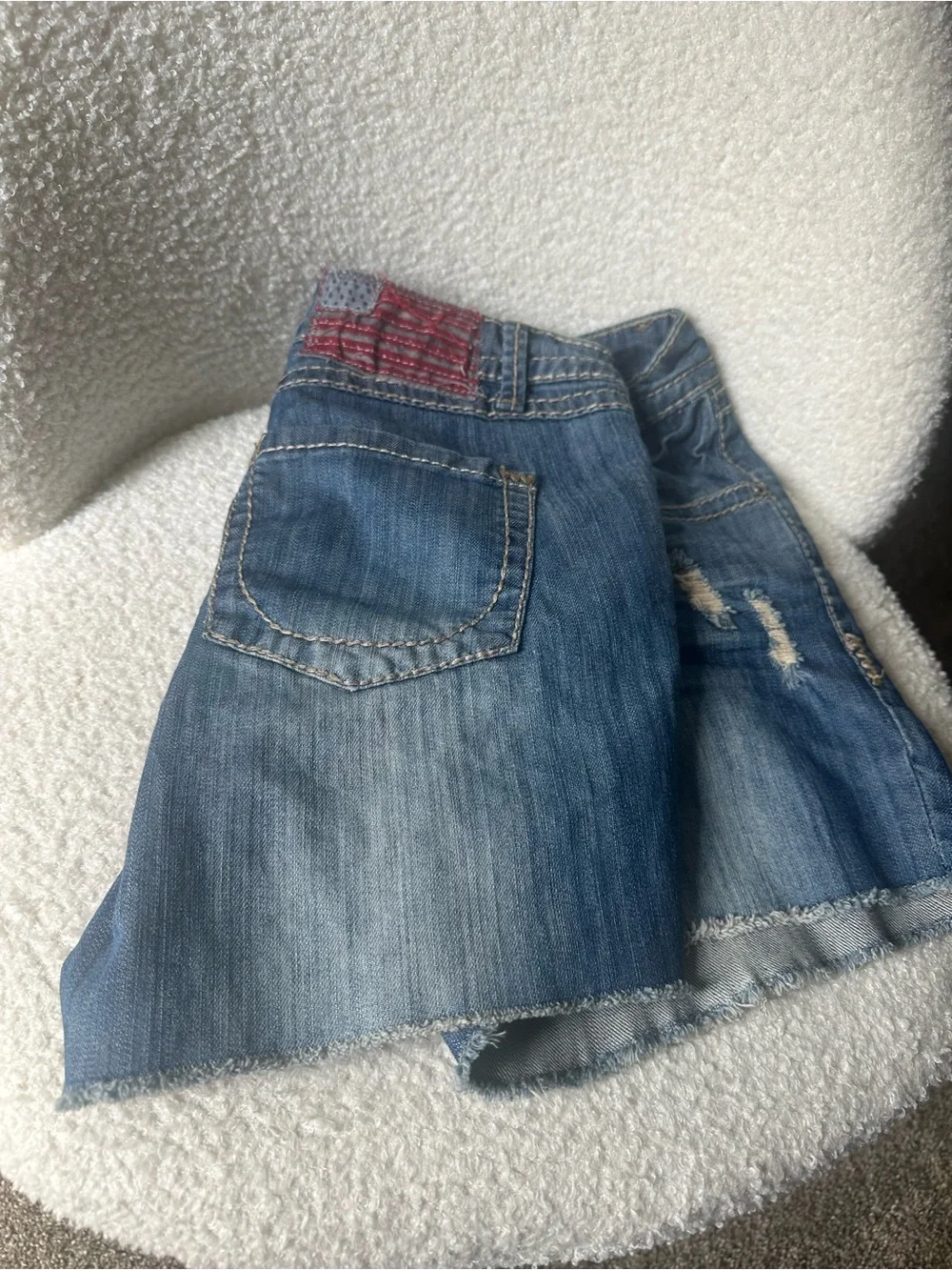 1st Kiss Washed Blue Distressed Denim Shorts